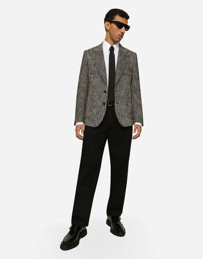 Dolce and Gabbana Suits And Blazers Men Singlebreasted Herringbone Cotton And Wool Tweed Jacket Multicolor Dolce and Gabbana Suits And Blazers Men Singlebreasted Herringbone Cotton And Wool Tweed Jacket Multicolor
