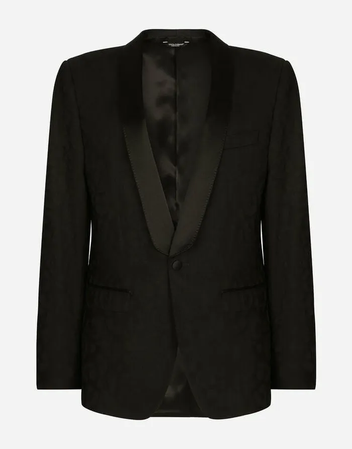Dolce and Gabbana Suits And Blazers Men Singlebreasted Siciliafit Jacket In Leoparddesign Wool Jacquard Black Dolce and Gabbana Suits And Blazers Men Singlebreasted Siciliafit Jacket In Leoparddesign Wool Jacquard Black