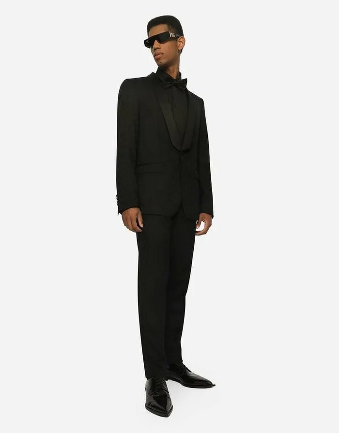 Dolce and Gabbana Suits And Blazers Men Singlebreasted Siciliafit Jacket In Leoparddesign Wool Jacquard Black Dolce and Gabbana Suits And Blazers Men Singlebreasted Siciliafit Jacket In Leoparddesign Wool Jacquard Black