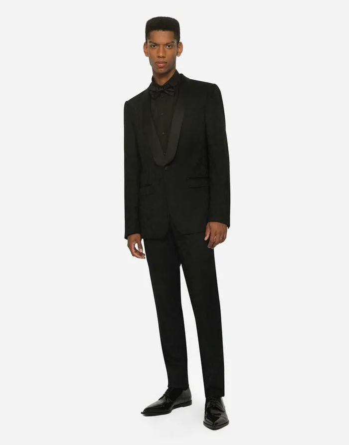 Dolce and Gabbana Suits And Blazers Men Singlebreasted Siciliafit Jacket In Leoparddesign Wool Jacquard Black Dolce and Gabbana Suits And Blazers Men Singlebreasted Siciliafit Jacket In Leoparddesign Wool Jacquard Black