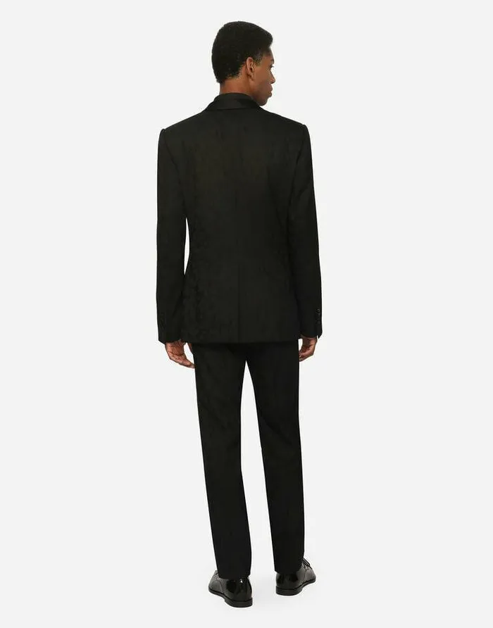 Dolce and Gabbana Suits And Blazers Men Singlebreasted Siciliafit Jacket In Leoparddesign Wool Jacquard Black Dolce and Gabbana Suits And Blazers Men Singlebreasted Siciliafit Jacket In Leoparddesign Wool Jacquard Black