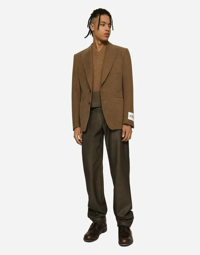 Dolce and Gabbana Suits And Blazers Men Singlebreasted Stretch Fustian Jacket Grey Dolce and Gabbana Suits And Blazers Men Singlebreasted Stretch Fustian Jacket Grey