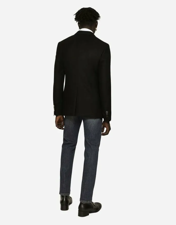 Dolce and Gabbana Suits And Blazers Men Singlebreasted Wool And Cashmere Jacket With DG Patch Black Dolce and Gabbana Suits And Blazers Men Singlebreasted Wool And Cashmere Jacket With DG Patch Black