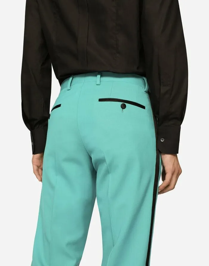 Dolce and Gabbana Suits And Blazers Men Threepiece Stretch Wool Siciliafit Tuxedo Suit Azure Dolce and Gabbana Suits And Blazers Men Threepiece Stretch Wool Siciliafit Tuxedo Suit Azure