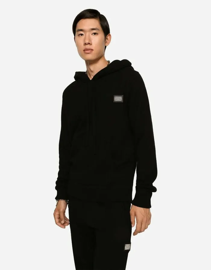 Dolce and Gabbana Sweaters And Cardigans Men Wool And Cashmere Hooded Sweater Black Dolce and Gabbana Sweaters And Cardigans Men Wool And Cashmere Hooded Sweater Black