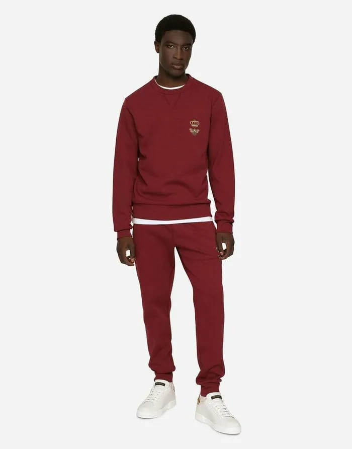Dolce and Gabbana Sweatshirts Men Cotton Jersey Sweatshirt With Embroidery Bordeaux Dolce and Gabbana Sweatshirts Men Cotton Jersey Sweatshirt With Embroidery Bordeaux