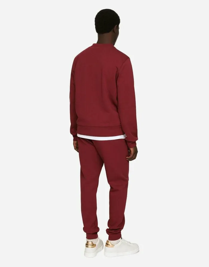 Dolce and Gabbana Sweatshirts Men Cotton Jersey Sweatshirt With Embroidery Bordeaux Dolce and Gabbana Sweatshirts Men Cotton Jersey Sweatshirt With Embroidery Bordeaux