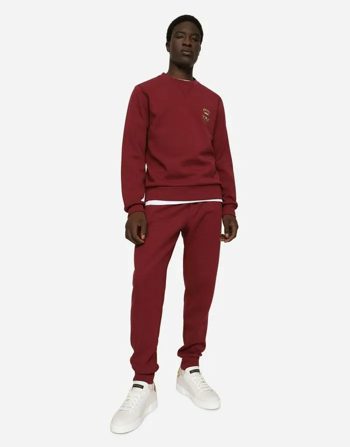 Dolce and Gabbana Sweatshirts Men Cotton Jersey Sweatshirt With Embroidery Bordeaux Dolce and Gabbana Sweatshirts Men Cotton Jersey Sweatshirt With Embroidery Bordeaux