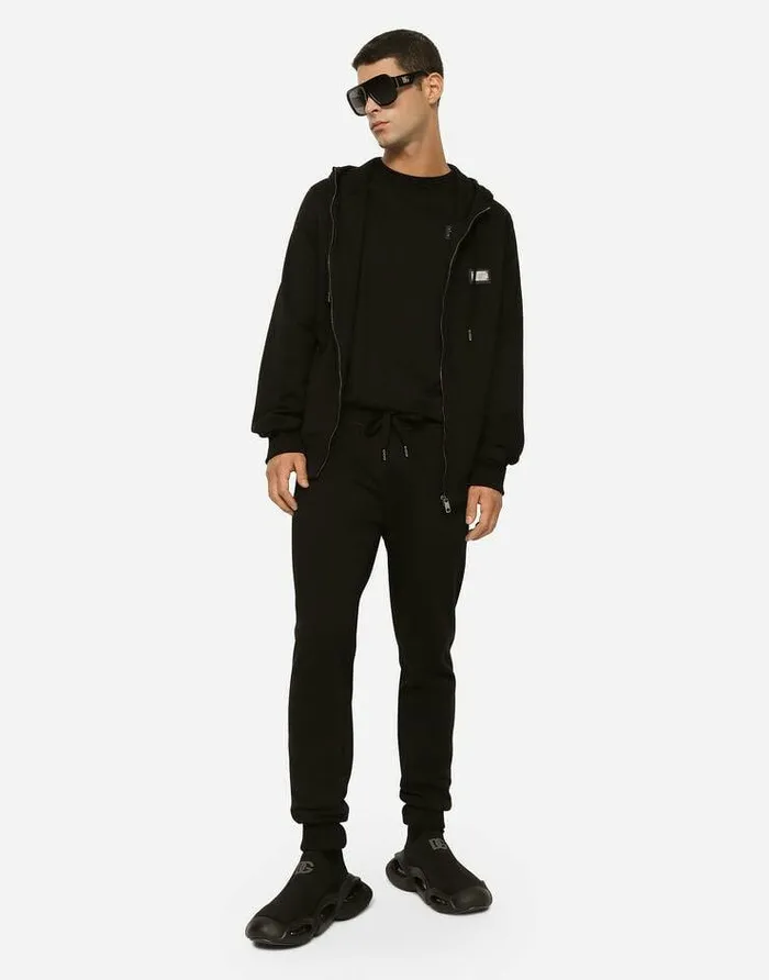 Dolce and Gabbana Sweatshirts Men Jersey Zipup Hoodie Black Dolce and Gabbana Sweatshirts Men Jersey Zipup Hoodie Black