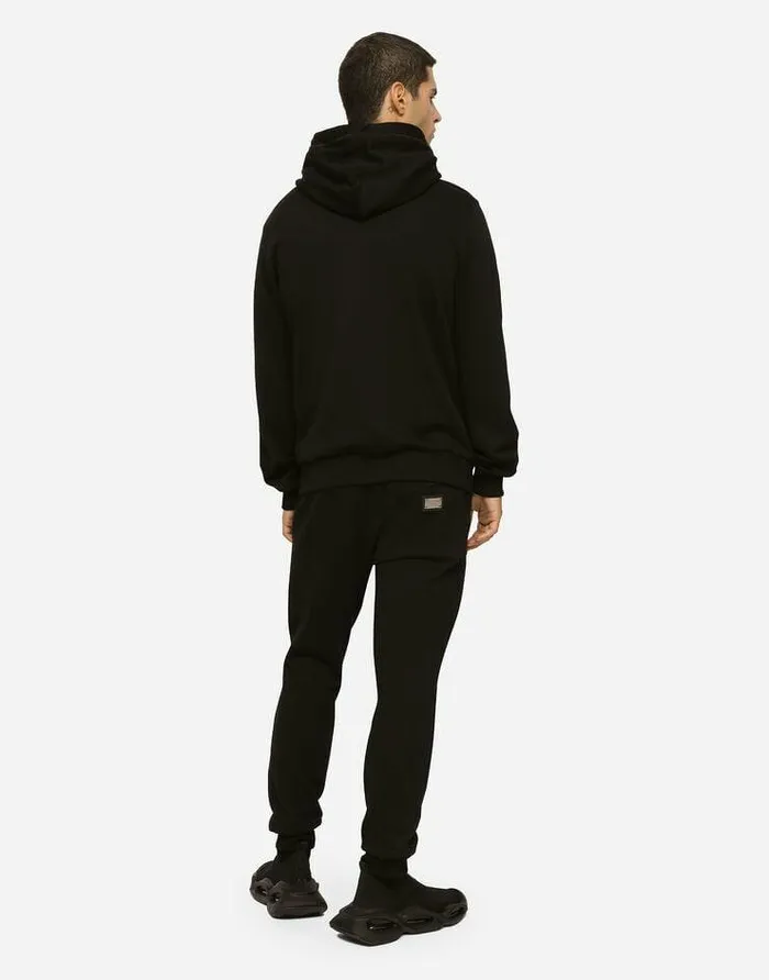 Dolce and Gabbana Sweatshirts Men Jersey Zipup Hoodie Black Dolce and Gabbana Sweatshirts Men Jersey Zipup Hoodie Black