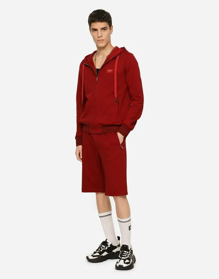 Dolce and Gabbana Sweatshirts Men Zipup Hoodie Red Dolce and Gabbana Sweatshirts Men Zipup Hoodie Red