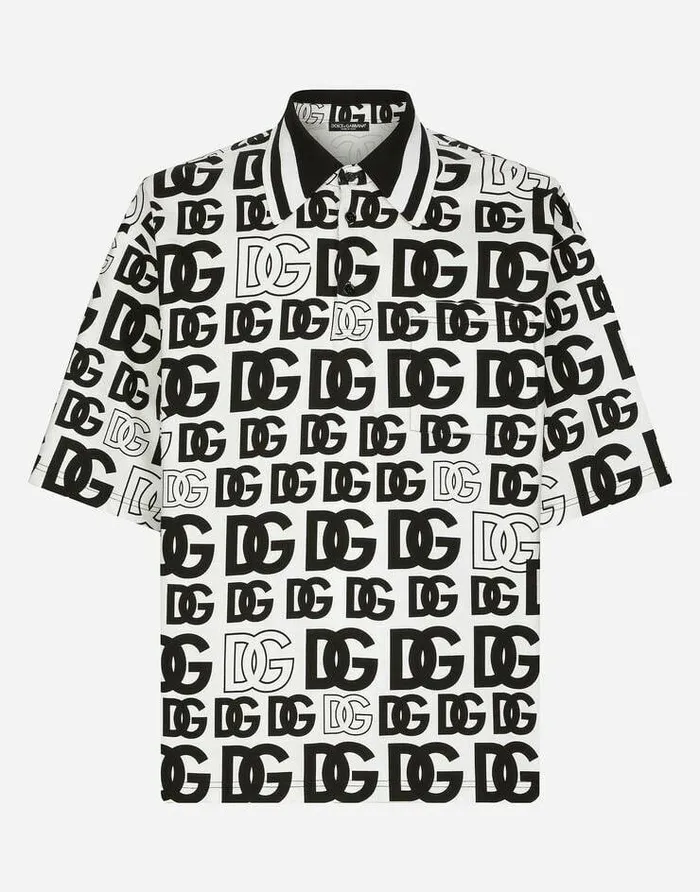 Dolce and Gabbana TShirts And Polos Men Cotton Piqu Poloshirt With Allover DG Logo Print Multicolor Dolce and Gabbana TShirts And Polos Men Cotton Piqu Poloshirt With Allover DG Logo Print Multicolor