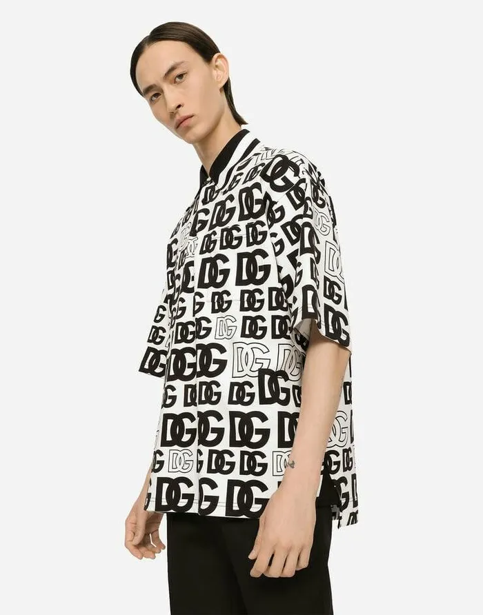Dolce and Gabbana TShirts And Polos Men Cotton Piqu Poloshirt With Allover DG Logo Print Multicolor Dolce and Gabbana TShirts And Polos Men Cotton Piqu Poloshirt With Allover DG Logo Print Multicolor