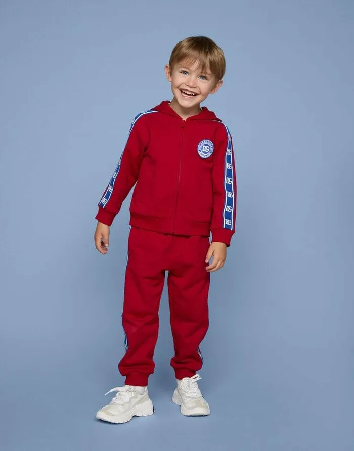 Dolce and Gabbana TShirts And Sweatshirts Children Jersey Hoodie With DG Logo Band Red Dolce and Gabbana TShirts And Sweatshirts Children Jersey Hoodie With DG Logo Band Red
