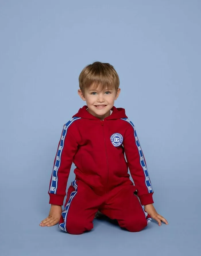 Dolce and Gabbana TShirts And Sweatshirts Children Jersey Hoodie With DG Logo Band Red Dolce and Gabbana TShirts And Sweatshirts Children Jersey Hoodie With DG Logo Band Red