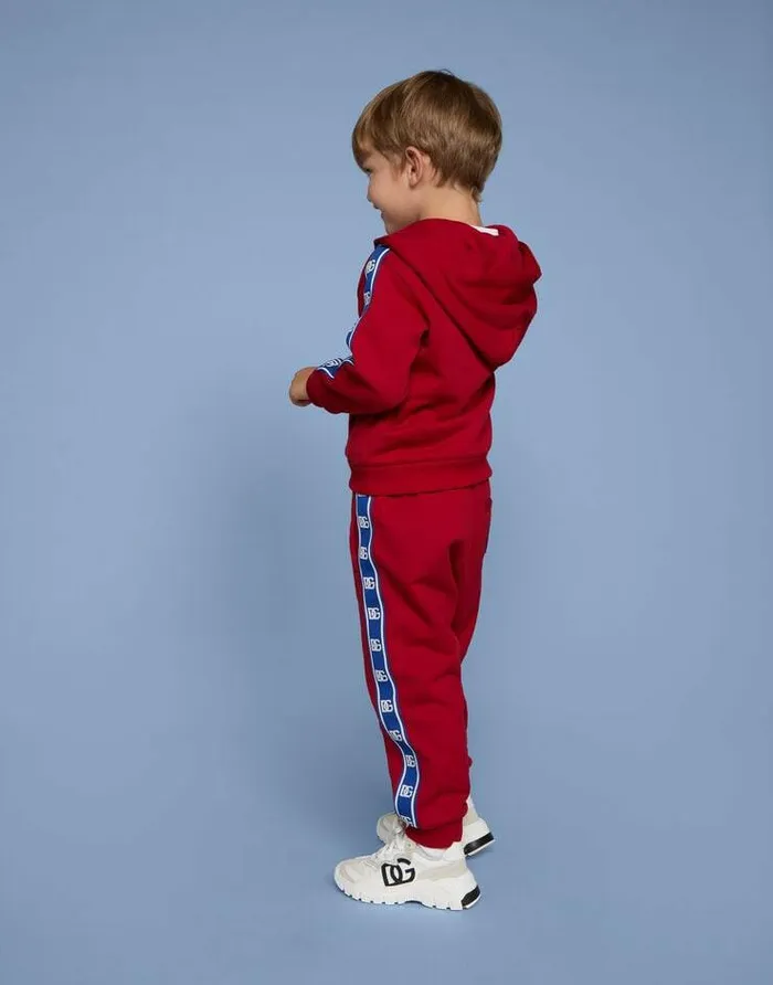 Dolce and Gabbana TShirts And Sweatshirts Children Jersey Hoodie With DG Logo Band Red Dolce and Gabbana TShirts And Sweatshirts Children Jersey Hoodie With DG Logo Band Red