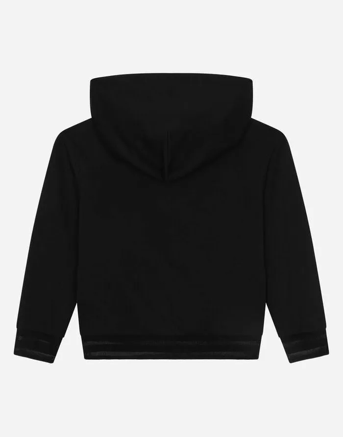 Dolce and Gabbana TShirts And Sweatshirts Children Jersey Hoodie With DG Logo Embroidery Black Dolce and Gabbana TShirts And Sweatshirts Children Jersey Hoodie With DG Logo Embroidery Black