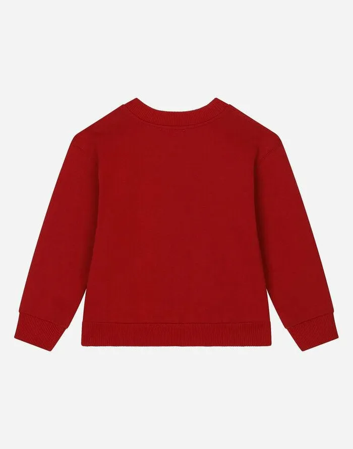 Dolce and Gabbana TShirts And Sweatshirts Children Jersey Roundneck Sweatshirt With DG Milano Embroidery Red Dolce and Gabbana TShirts And Sweatshirts Children Jersey Roundneck Sweatshirt With DG Milano Embroidery Red