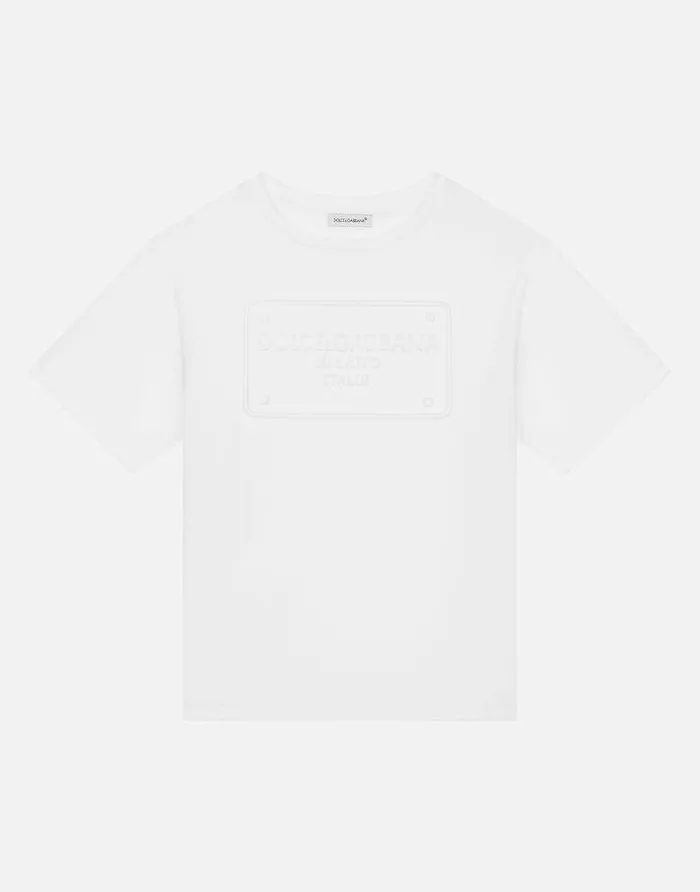 Dolce and Gabbana TShirts And Sweatshirts Children Jersey Tshirt With Embossed Logo White Dolce and Gabbana TShirts And Sweatshirts Children Jersey Tshirt With Embossed Logo White