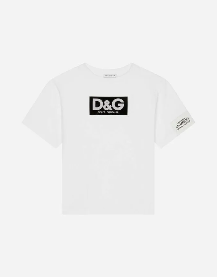 Dolce and Gabbana TShirts And Sweatshirts Children Jersey Tshirt With Heatsealed Logo Print White Dolce and Gabbana TShirts And Sweatshirts Children Jersey Tshirt With Heatsealed Logo Print White