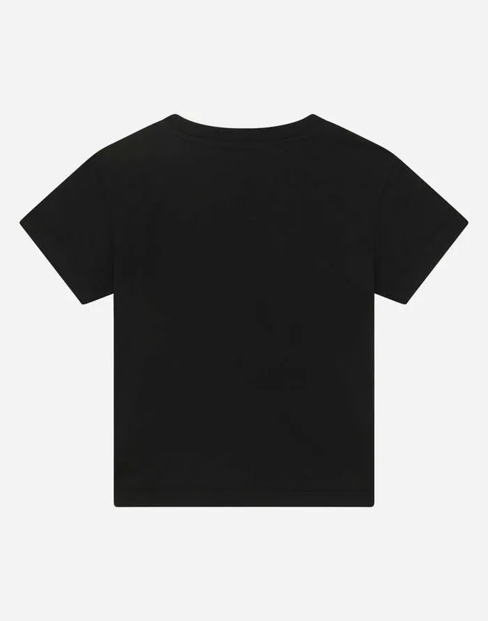 Dolce and Gabbana TShirts And Sweatshirts Children Jersey Tshirt With Logo Embroidery Black Dolce and Gabbana TShirts And Sweatshirts Children Jersey Tshirt With Logo Embroidery Black