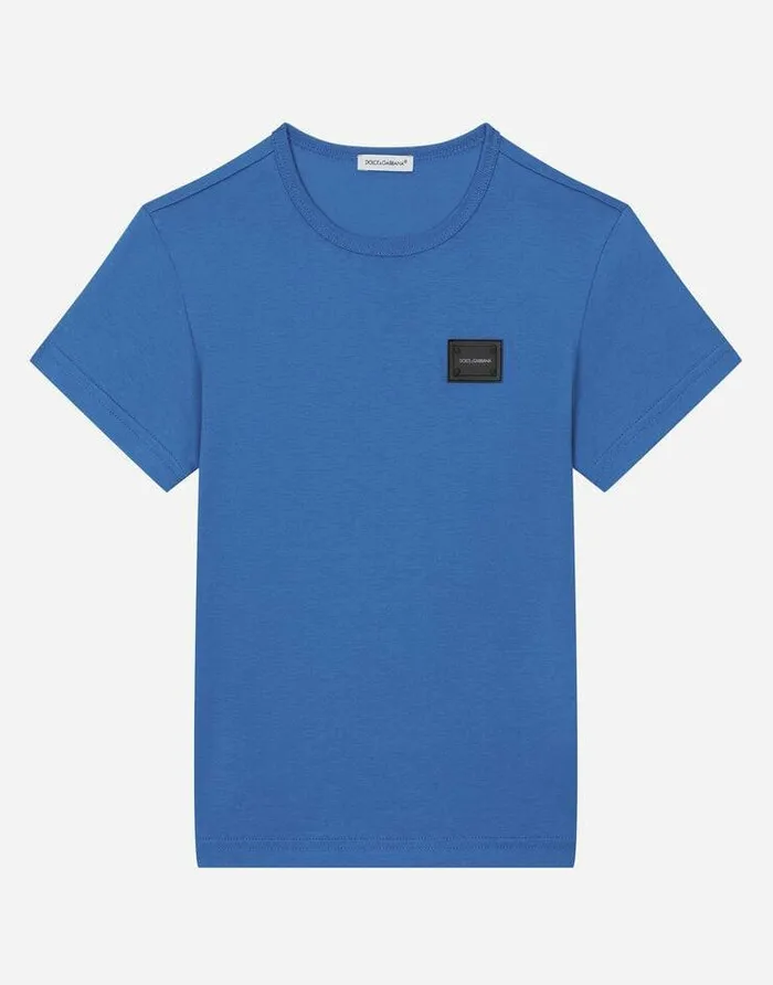 Dolce and Gabbana TShirts And Sweatshirts Children Jersey Tshirt With Logo Tag Turquoise Dolce and Gabbana TShirts And Sweatshirts Children Jersey Tshirt With Logo Tag Turquoise
