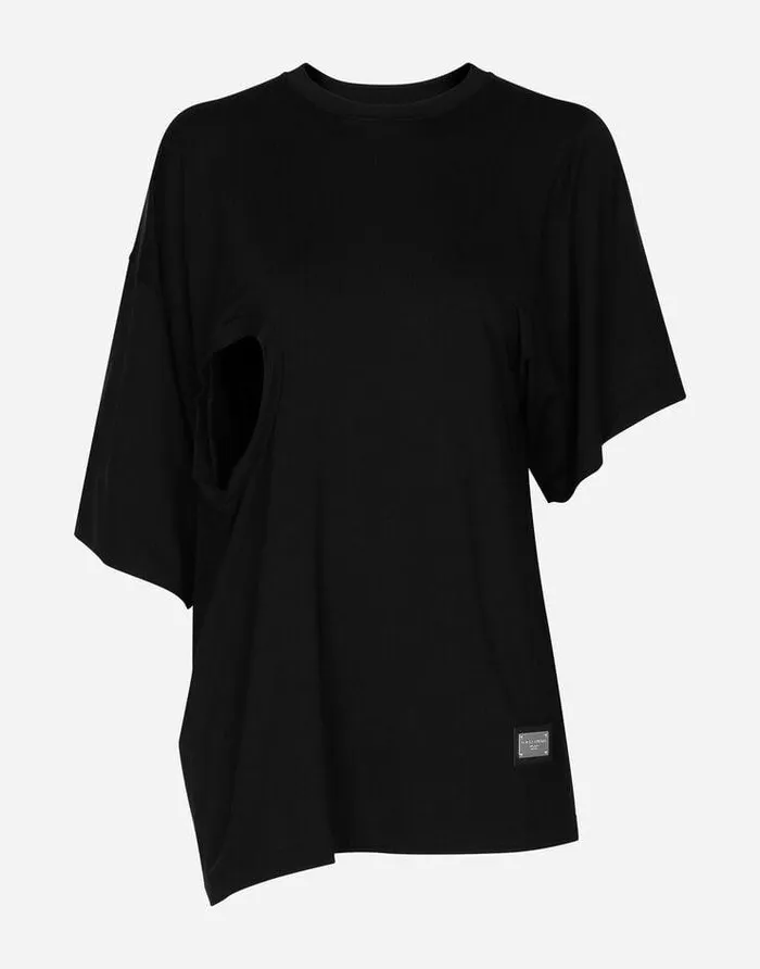 Dolce and Gabbana TShirts And Sweatshirts Women Asymmetrical Top With Cutout Black