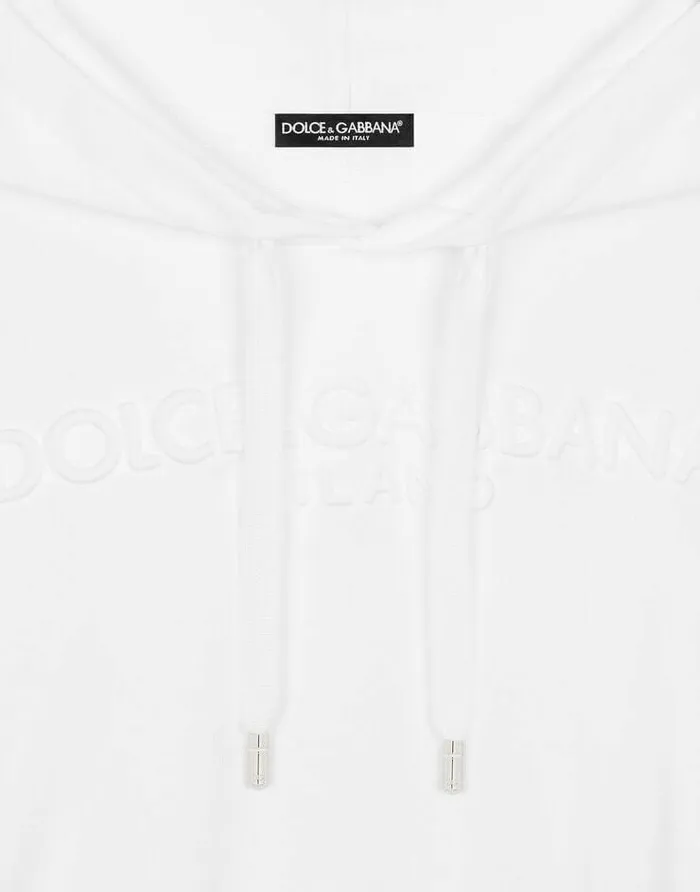 Dolce and Gabbana TShirts And Sweatshirts Women Jersey Hoodie With Embossed Logo White Dolce and Gabbana TShirts And Sweatshirts Women Jersey Hoodie With Embossed Logo White