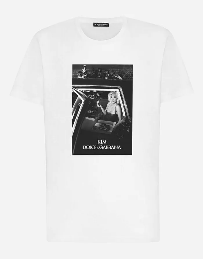 Dolce and Gabbana TShirts And Sweatshirts WomenMen 034Ciao Kim Pizzaprint Tshirt White