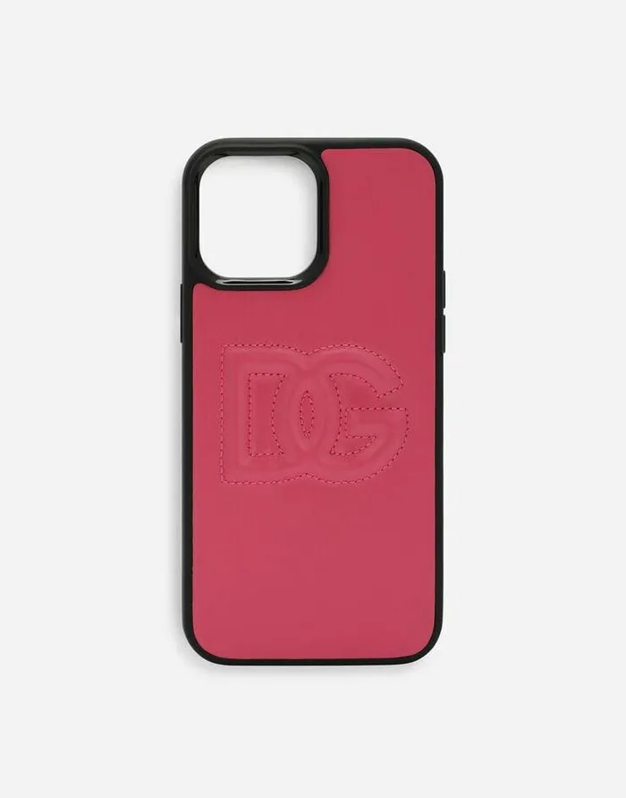 Dolce and Gabbana Technology Women Calfskin DG Logo IPhone 13 Pro Max Cover Lilac Dolce and Gabbana Technology Women Calfskin DG Logo IPhone 13 Pro Max Cover Lilac