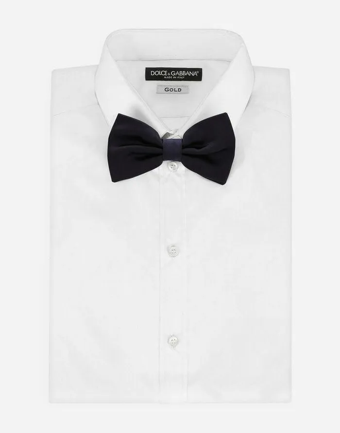 Dolce and Gabbana Ties And Pocket Squares Men Silk Satin Bow Tie Blue