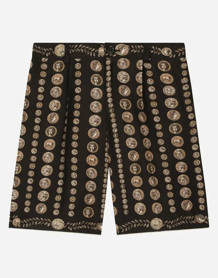 Dolce and Gabbana Trousers And Shorts Children Coinprint Silk Shorts Brown