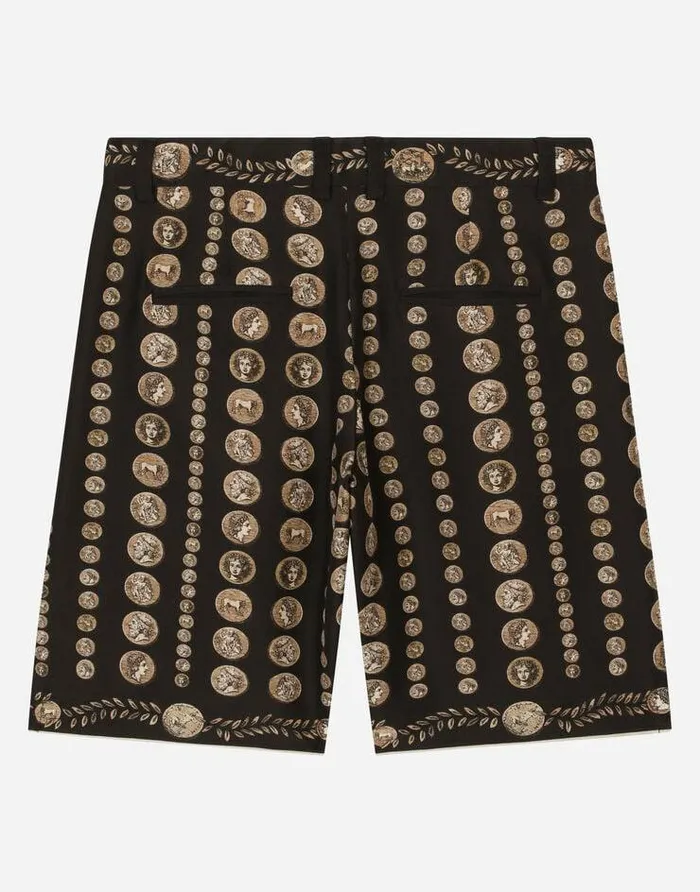 Dolce and Gabbana Trousers And Shorts Children Coinprint Silk Shorts Brown Dolce and Gabbana Trousers And Shorts Children Coinprint Silk Shorts Brown