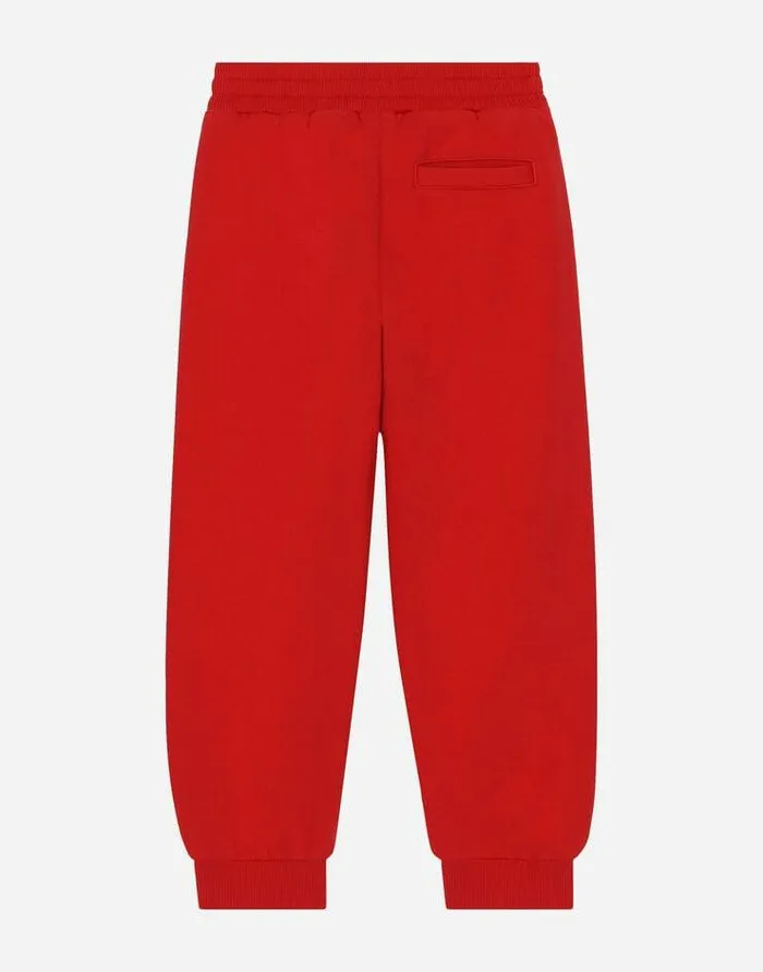 Dolce and Gabbana Trousers And Shorts Children Jersey Jogging Pants With Logo Print Red Dolce and Gabbana Trousers And Shorts Children Jersey Jogging Pants With Logo Print Red
