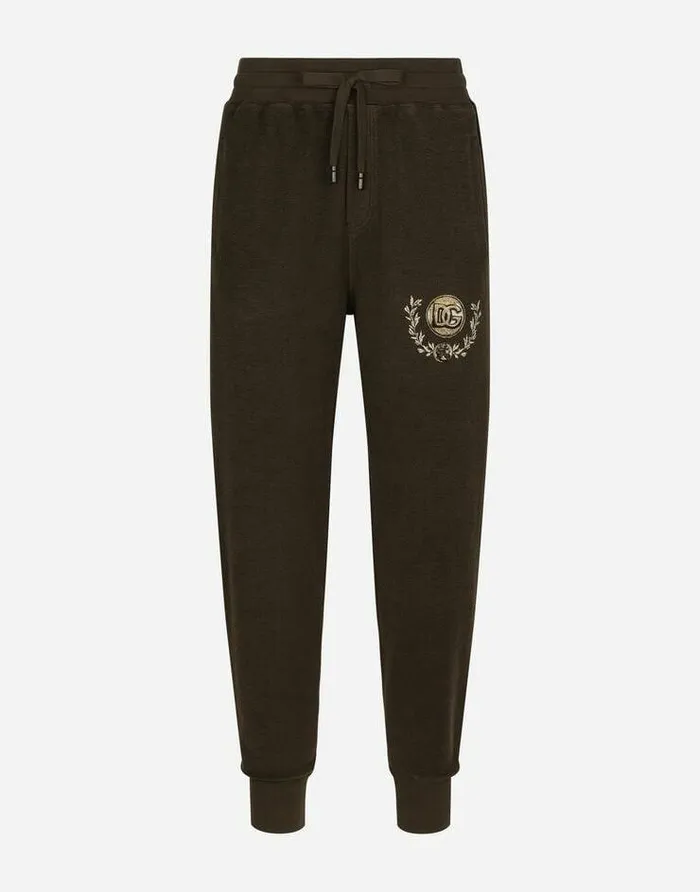 Dolce and Gabbana Trousers And Shorts Men Jersey Jogging Pants With DG Coin Print Brown Dolce and Gabbana Trousers And Shorts Men Jersey Jogging Pants With DG Coin Print Brown
