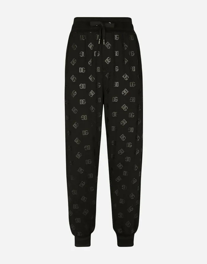 Dolce and Gabbana Trousers And Shorts Men Jersey Jogging Pants With DG Monogram Print Multicolor