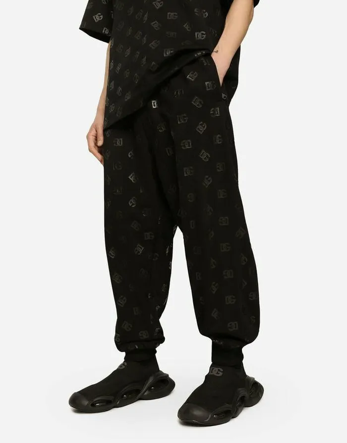 Dolce and Gabbana Trousers And Shorts Men Jersey Jogging Pants With DG Monogram Print Multicolor Dolce and Gabbana Trousers And Shorts Men Jersey Jogging Pants With DG Monogram Print Multicolor