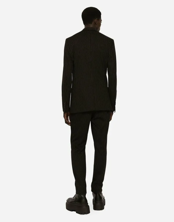 Dolce and Gabbana Trousers And Shorts Men Pinstripe Jersey Jogging Pants With DG Patch Multicolor Dolce and Gabbana Trousers And Shorts Men Pinstripe Jersey Jogging Pants With DG Patch Multicolor