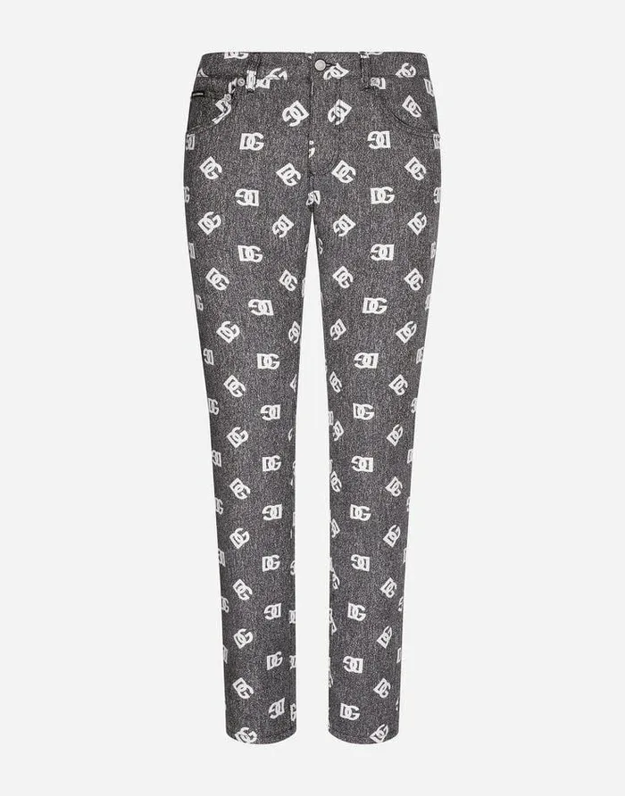 Dolce and Gabbana Trousers And Shorts Men Stretch Cotton Jacquard Skinny Pants With DG Detail Multicolor Dolce and Gabbana Trousers And Shorts Men Stretch Cotton Jacquard Skinny Pants With DG Detail Multicolor