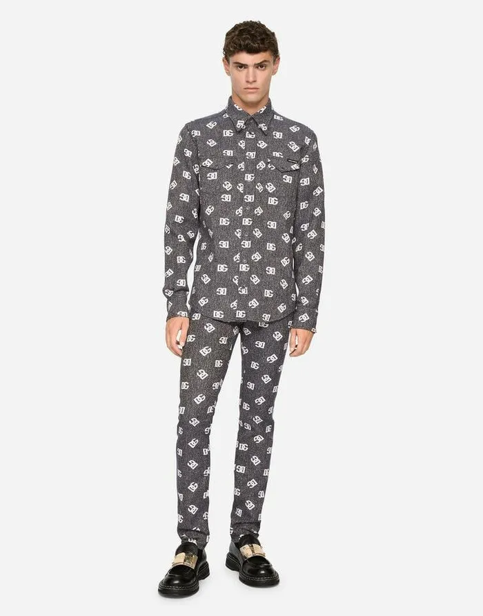 Dolce and Gabbana Trousers And Shorts Men Stretch Cotton Jacquard Skinny Pants With DG Detail Multicolor Dolce and Gabbana Trousers And Shorts Men Stretch Cotton Jacquard Skinny Pants With DG Detail Multicolor