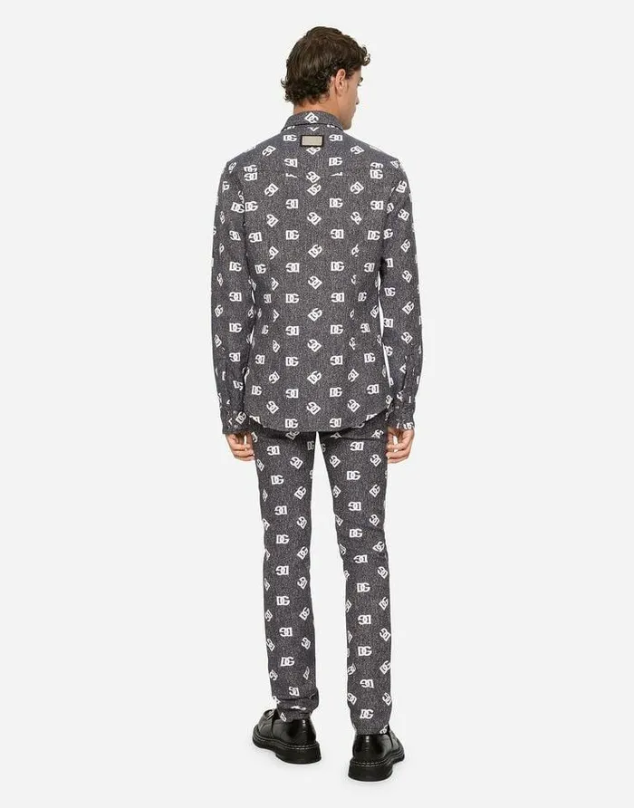 Dolce and Gabbana Trousers And Shorts Men Stretch Cotton Jacquard Skinny Pants With DG Detail Multicolor Dolce and Gabbana Trousers And Shorts Men Stretch Cotton Jacquard Skinny Pants With DG Detail Multicolor