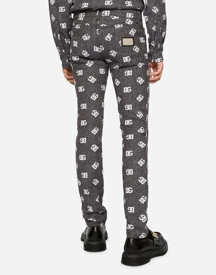 Dolce and Gabbana Trousers And Shorts Men Stretch Cotton Jacquard Skinny Pants With DG Detail Multicolor Dolce and Gabbana Trousers And Shorts Men Stretch Cotton Jacquard Skinny Pants With DG Detail Multicolor