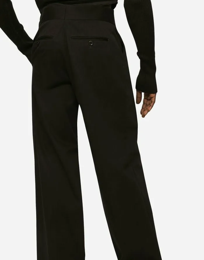 Dolce and Gabbana Trousers And Shorts Men Stretch Cotton Pants With Logo Tag Black Dolce and Gabbana Trousers And Shorts Men Stretch Cotton Pants With Logo Tag Black