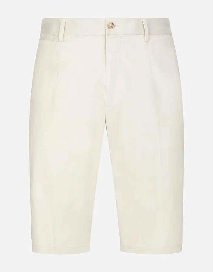 Dolce and Gabbana Trousers And Shorts Men Stretch Cotton Shorts With DG Patch Beige Dolce and Gabbana Trousers And Shorts Men Stretch Cotton Shorts With DG Patch Beige