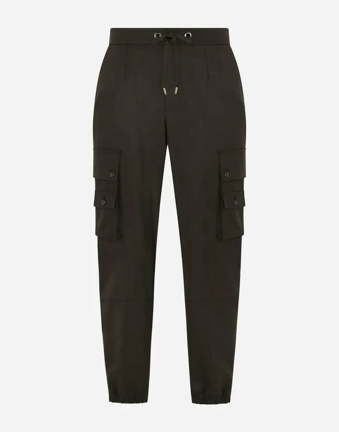 Dolce and Gabbana Trousers And Shorts Men Stretch Wool Cargo Pants Black