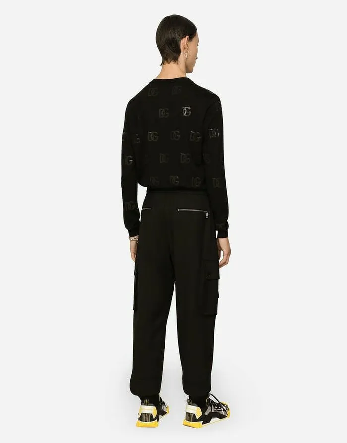 Dolce and Gabbana Trousers And Shorts Men Stretch Wool Cargo Pants Black Dolce and Gabbana Trousers And Shorts Men Stretch Wool Cargo Pants Black