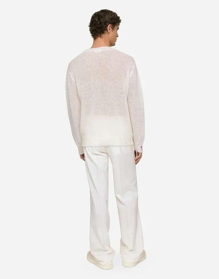 Dolce and Gabbana Trousers And Shorts Men Stretch Wool Twill Pants With Straight Leg White Dolce and Gabbana Trousers And Shorts Men Stretch Wool Twill Pants With Straight Leg White