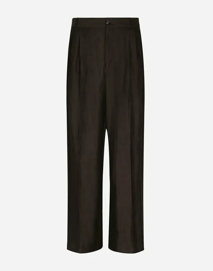 Dolce and Gabbana Trousers And Shorts Men Tailored Viscose And Linen Pants Brown Dolce and Gabbana Trousers And Shorts Men Tailored Viscose And Linen Pants Brown