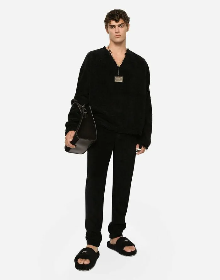 Dolce and Gabbana Trousers And Shorts Men Terrycloth Jogging Pants With Tag Black Dolce and Gabbana Trousers And Shorts Men Terrycloth Jogging Pants With Tag Black