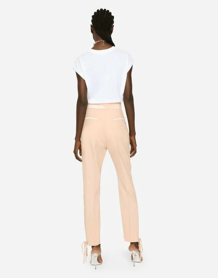 Dolce and Gabbana Trousers And Shorts Women Gabardine Tuxedo Pants Pink Dolce and Gabbana Trousers And Shorts Women Gabardine Tuxedo Pants Pink